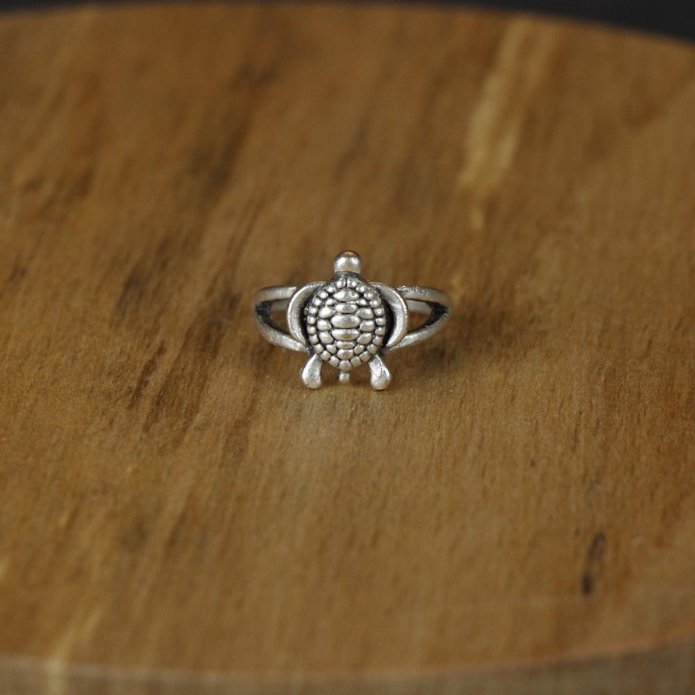 Antik Gümüş Kaplama Ayarlanabilir Kadın Kaplumbağa Eklem Yüzük-65393